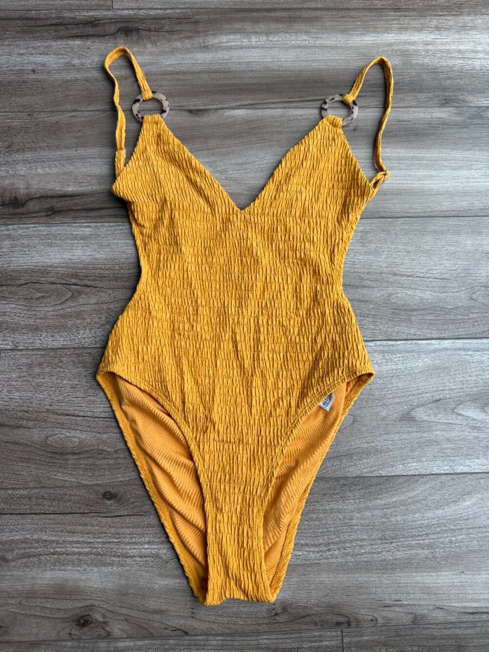 TOPSHOP One Piece Women's Swimsuit in Golden Yellow Crinkle Size XS
